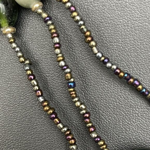 LC Lauren Conrad Triple Layer Green and Peacock Glass Beaded Necklace 16-18” - Picture 3 of 5